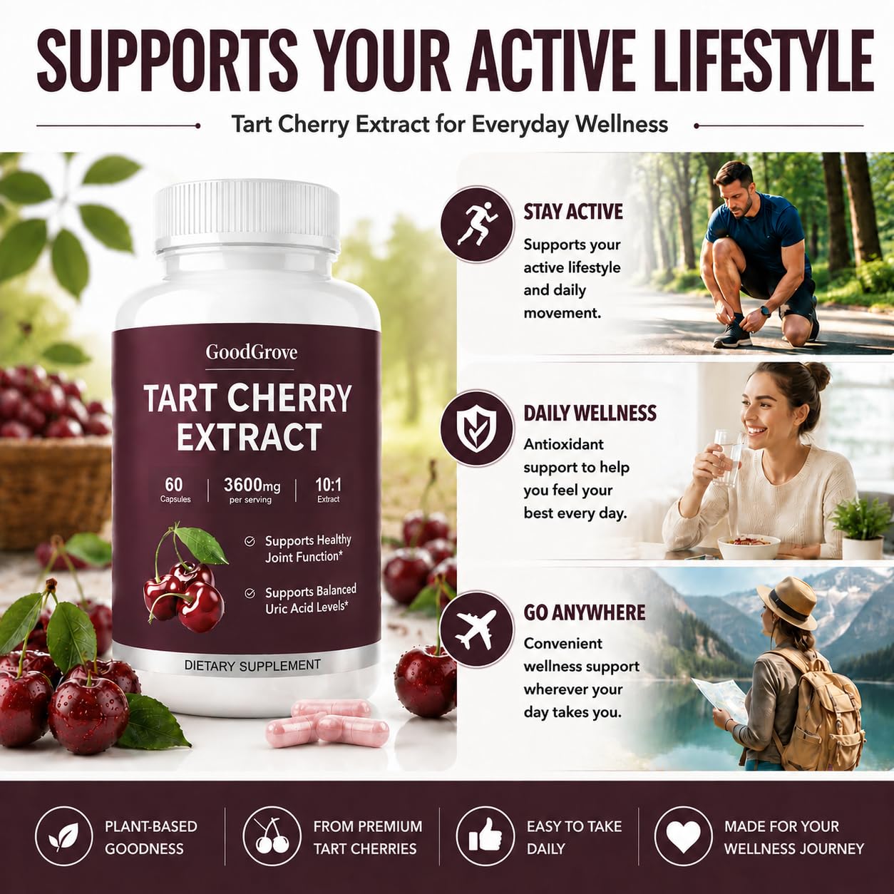 SHAOMABA GoodGrove Tart Cherry Extract 60 Capsules