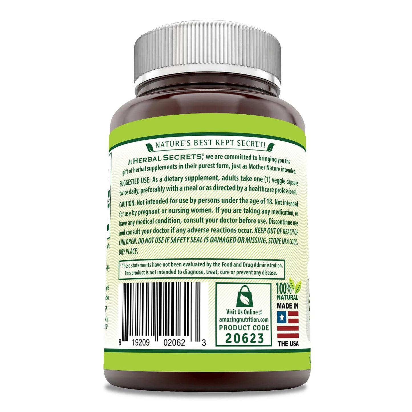 Herbal Secrets Tribulus 630 Mg 120 Veggie Capsules Supplement