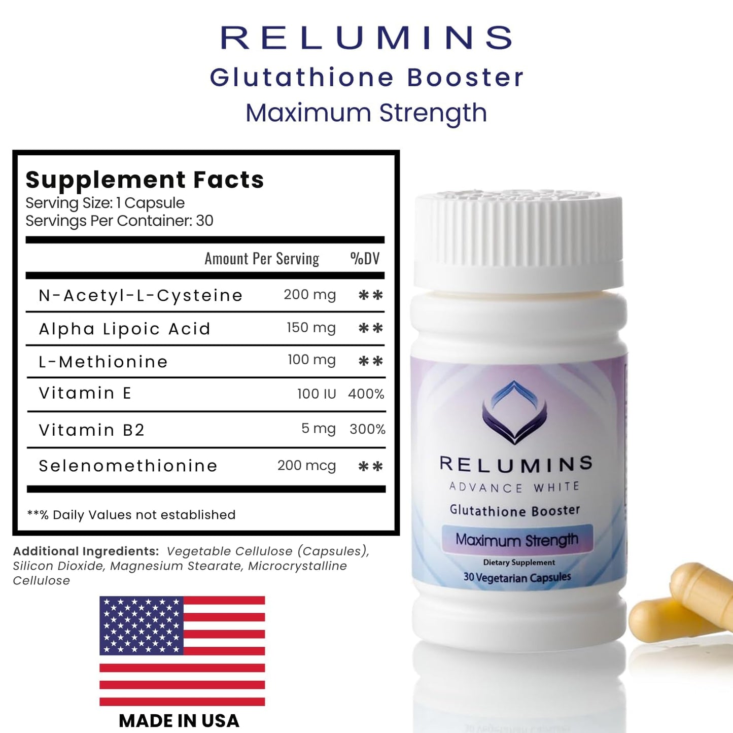 Relumins Advanced Power Set – Derm 1650mg Glutathione Complex & Vitamin C – 180 Capsules