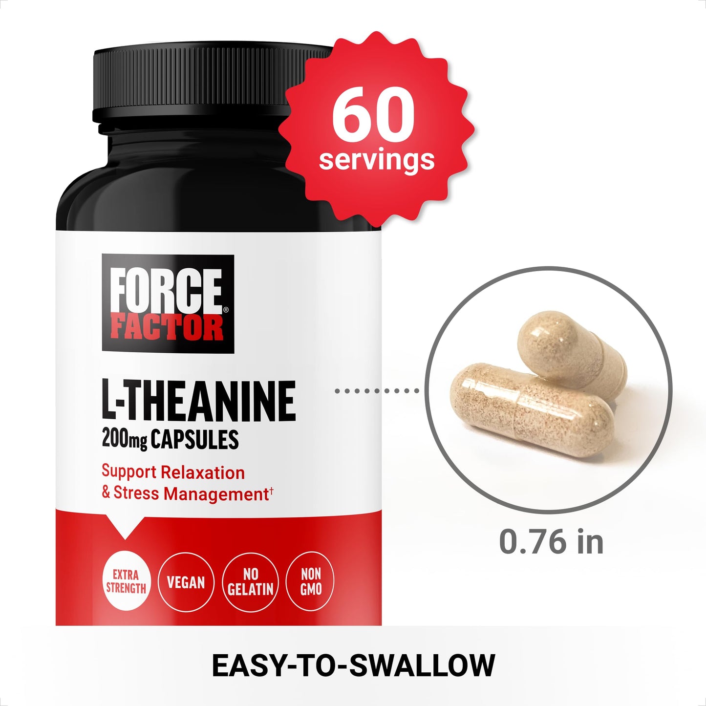 Force Factor Magnesium Supplement 500mg and L-Theanine Stress Relief Capsules Bundle, 150 Capsules
