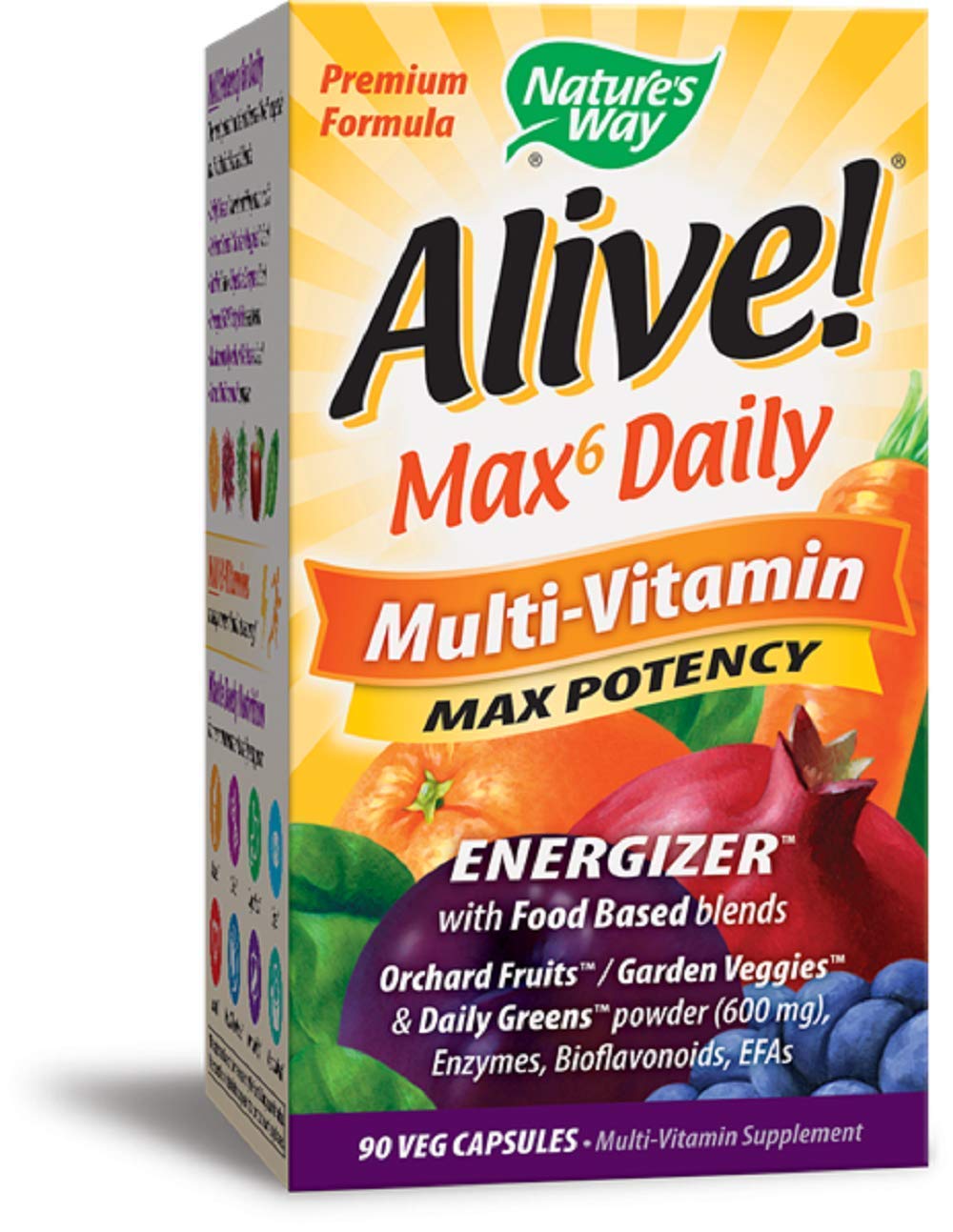 Nature's Way Alive! Whole Food Energizer, Multi-Vitamin with Iron, 90 Capsules