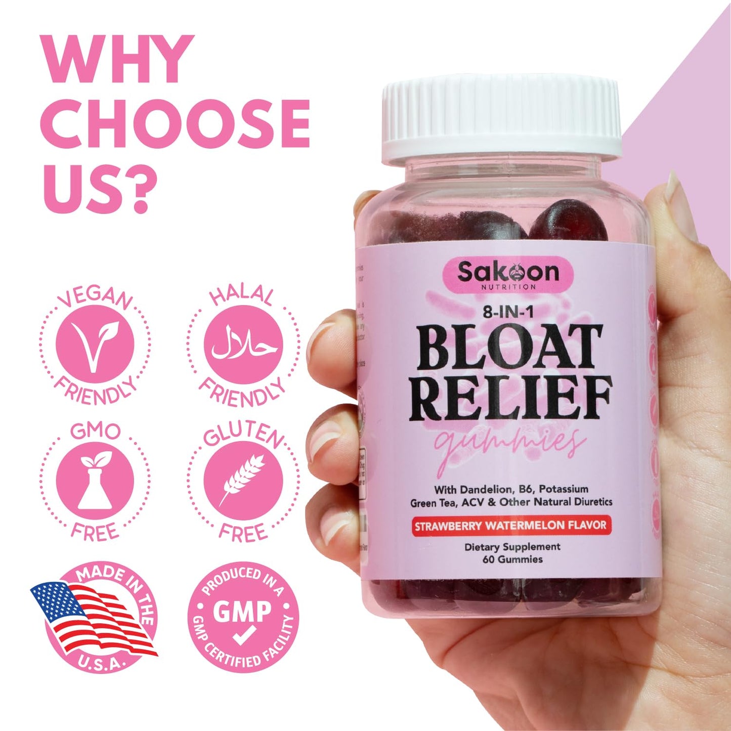 Sakoon nutrition Bloating Relief Gummies for Women, 60 Gummies