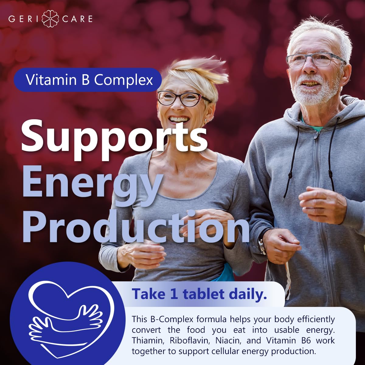 GeriCare Vitamin B-Complex Supplement with Calcium Tablet, 100 Count