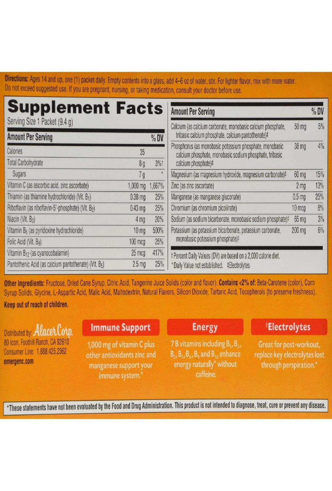 Alacer Emergen-C Tangerine Powder 1 Count