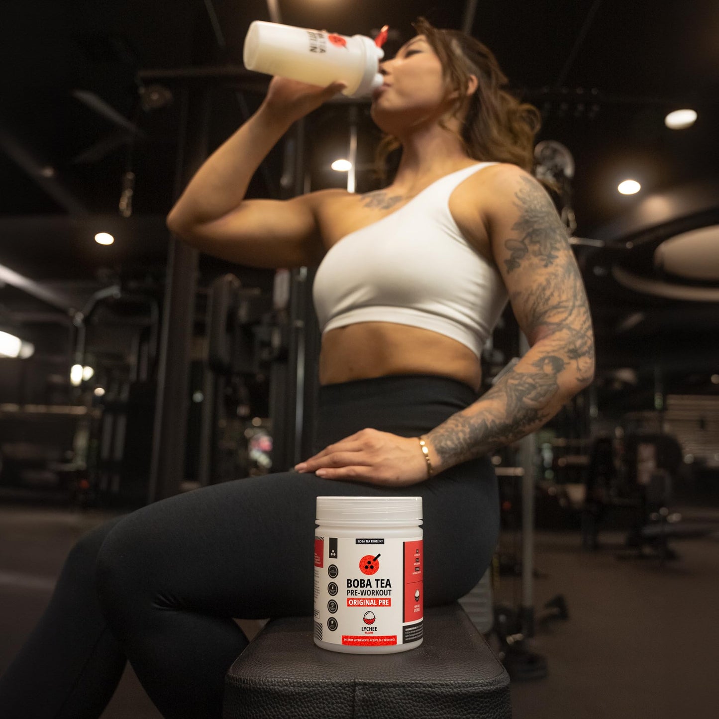 Boba Tea Protein Pre-Workout Powder Lychee Flavor