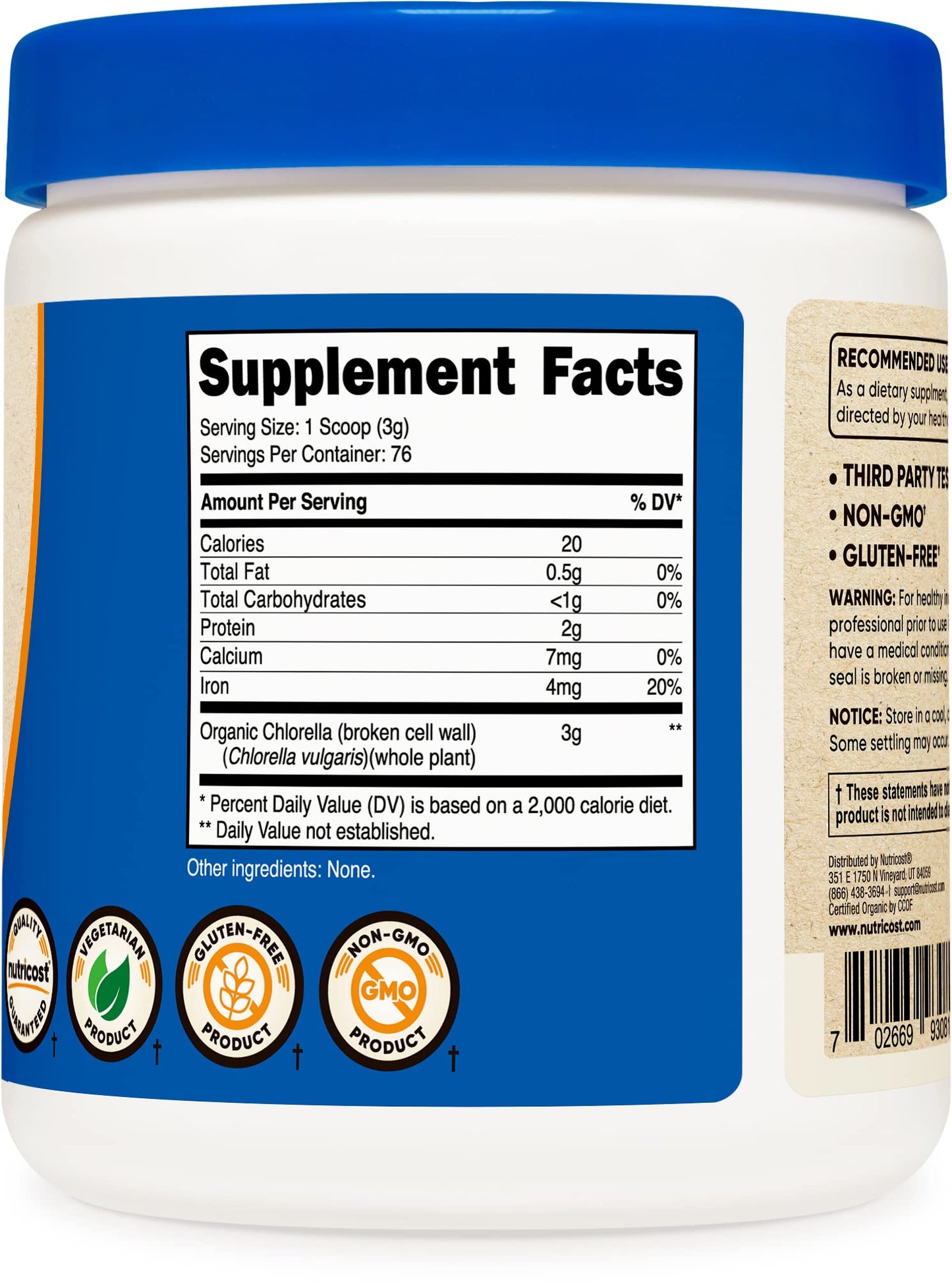 Nutricost Organic Chlorella Powder, 16 oz