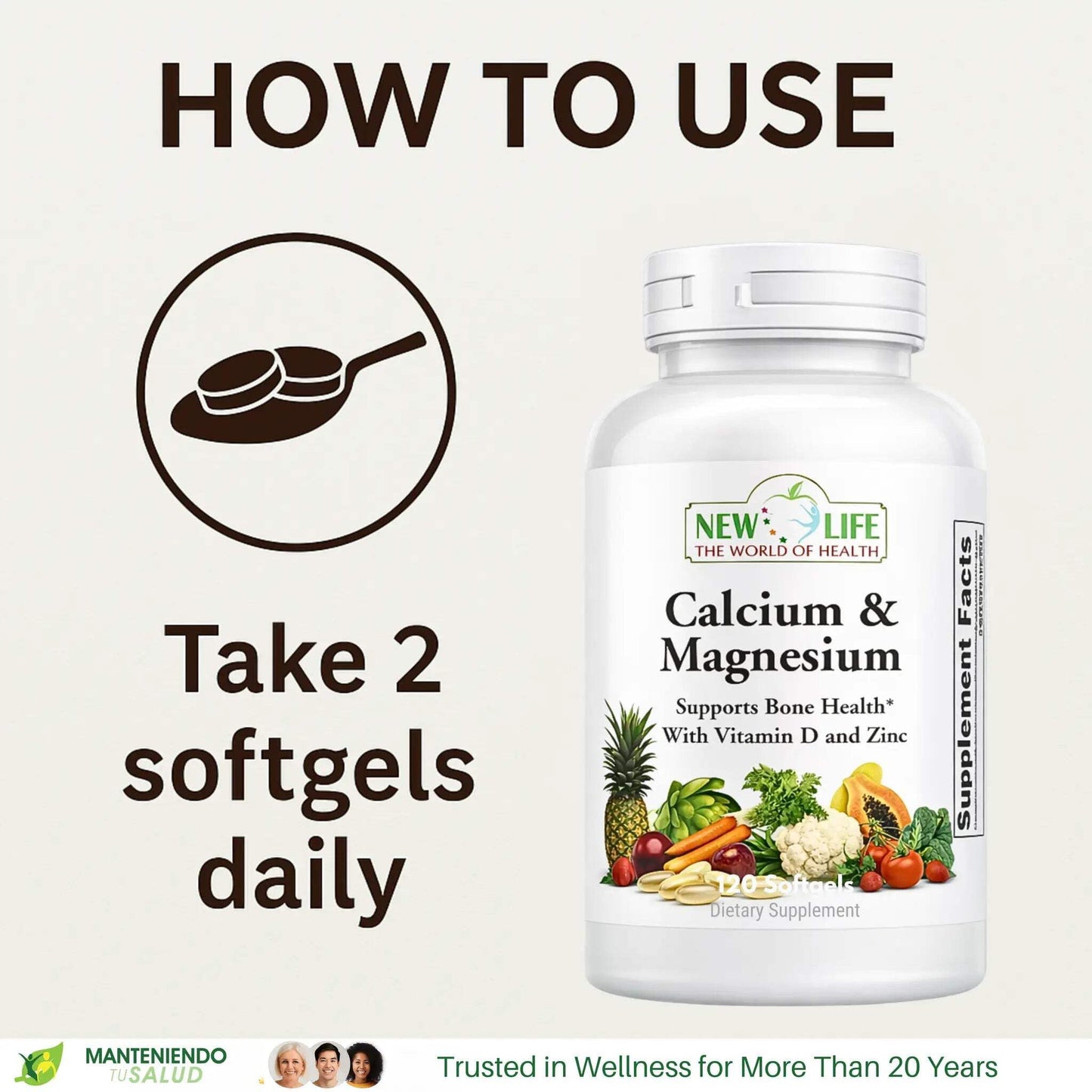 Manteniendo Tu Salud Calcium Magnesium D3 & Zinc Bone Support Softgel 120