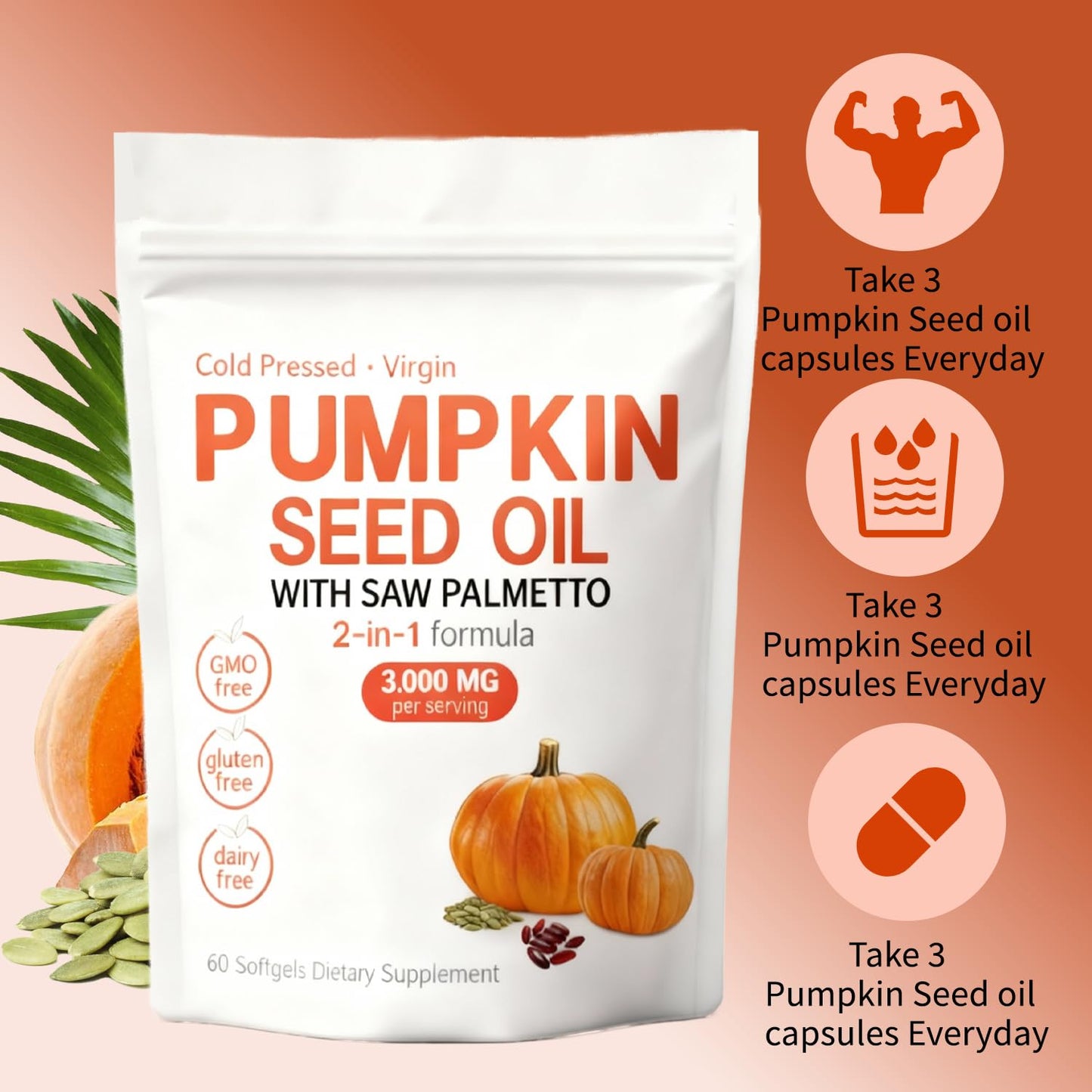 KITABIO Pumpkin Seed Oil Capsules, 1 Count