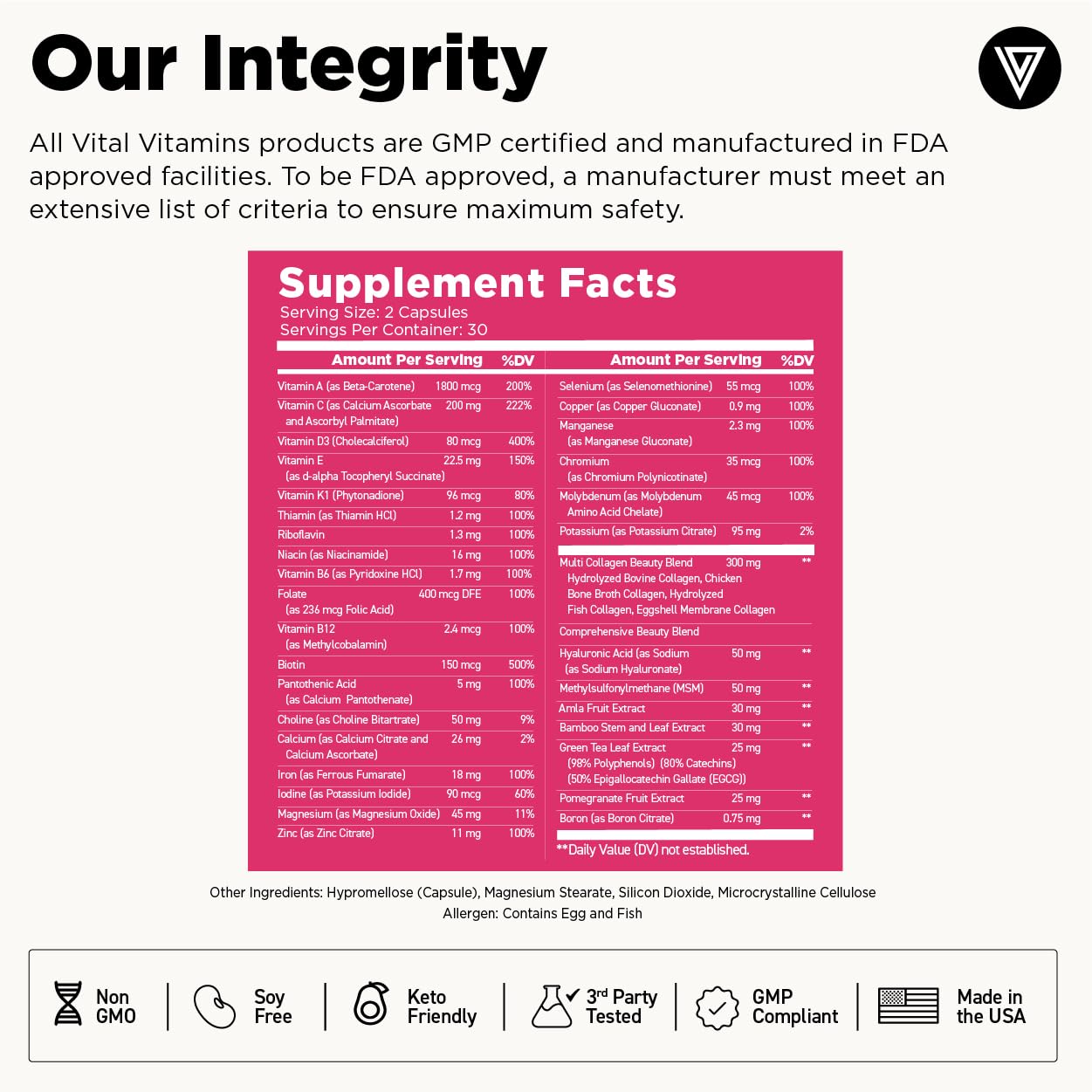 Vital Vitamins Women's Multivitamin Complex Capsules, 60 Count