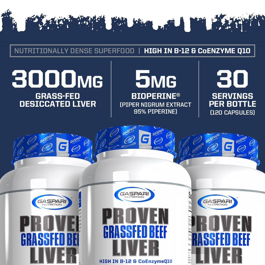 Gaspari Nutrition Proven Liver Grass-Fed Beef Liver Capsules, 30 Count