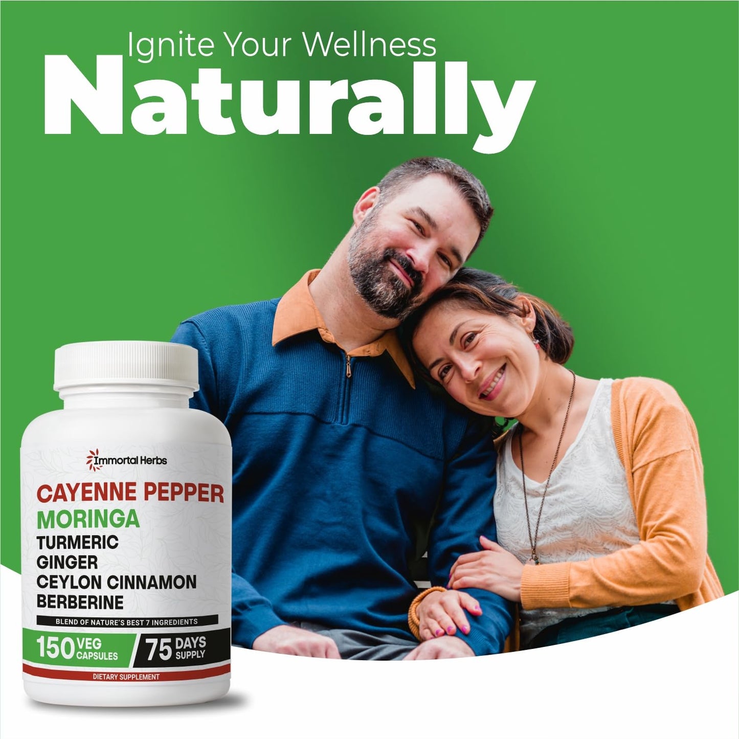 Immortal Herbs Cayenne Pepper Moringa Turmeric Ginger Capsules, 150 Capsules