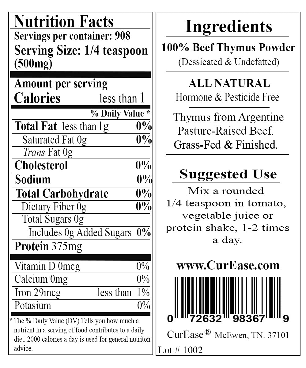CurEase Argentine Beef Thymus Powder, 16 oz