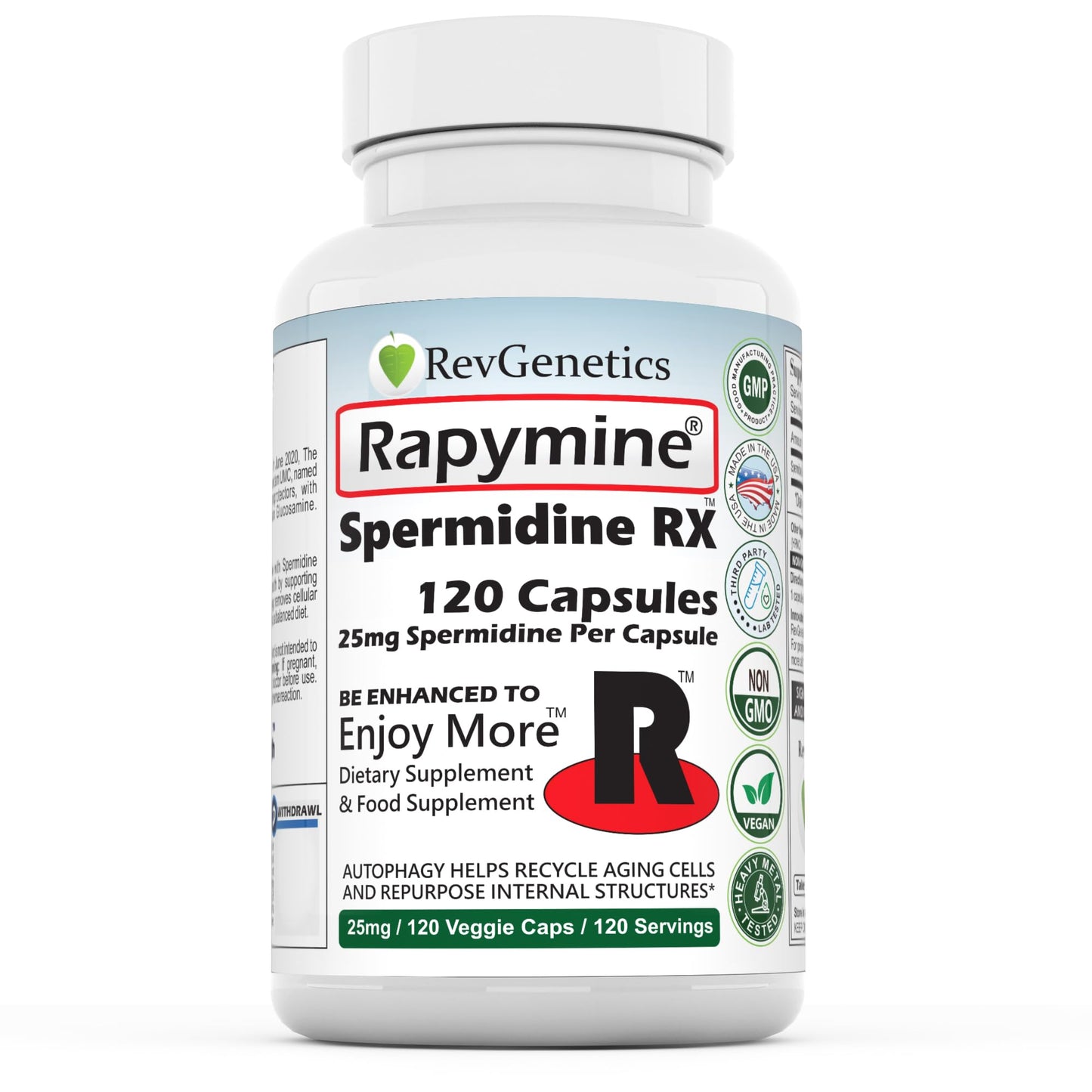 REVGENETICS Spermidine 3000mg Total, 25mg Spermidine HCl Capsule, 120 Count