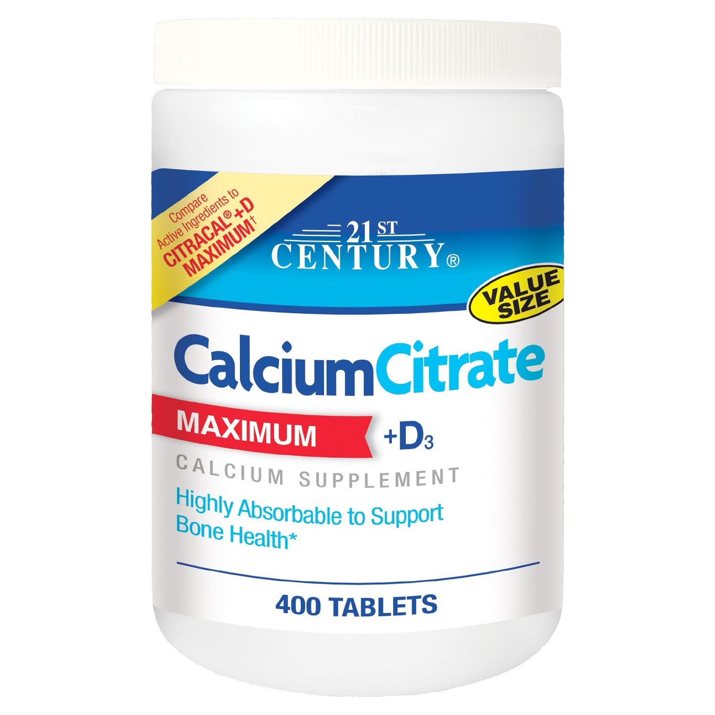 21st Century Calcium Citrate + D Maximum Caplets 800