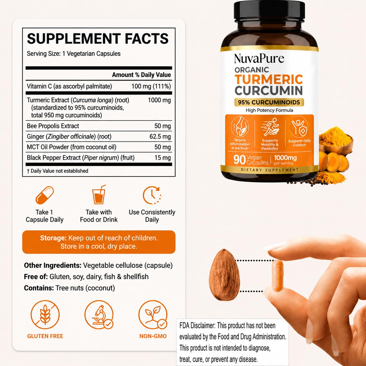 Obsessive Strips Nuvapure Turmeric with Black Pepper Turmeric Curcumin High Absorption Daily Joint and Immune Health Support Softgel 1 Count