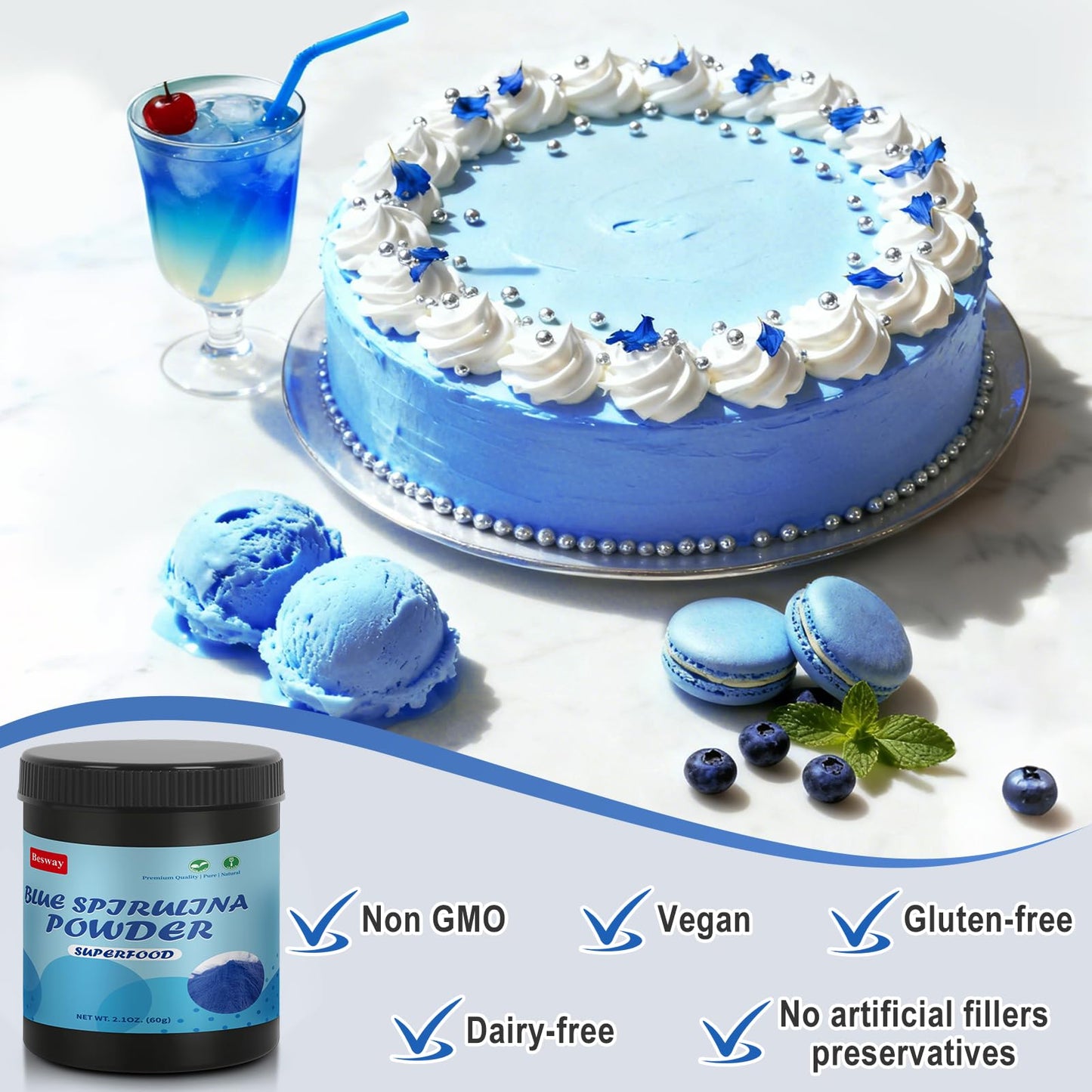 Besway Blue Spirulina Powder 2.12 Ounce