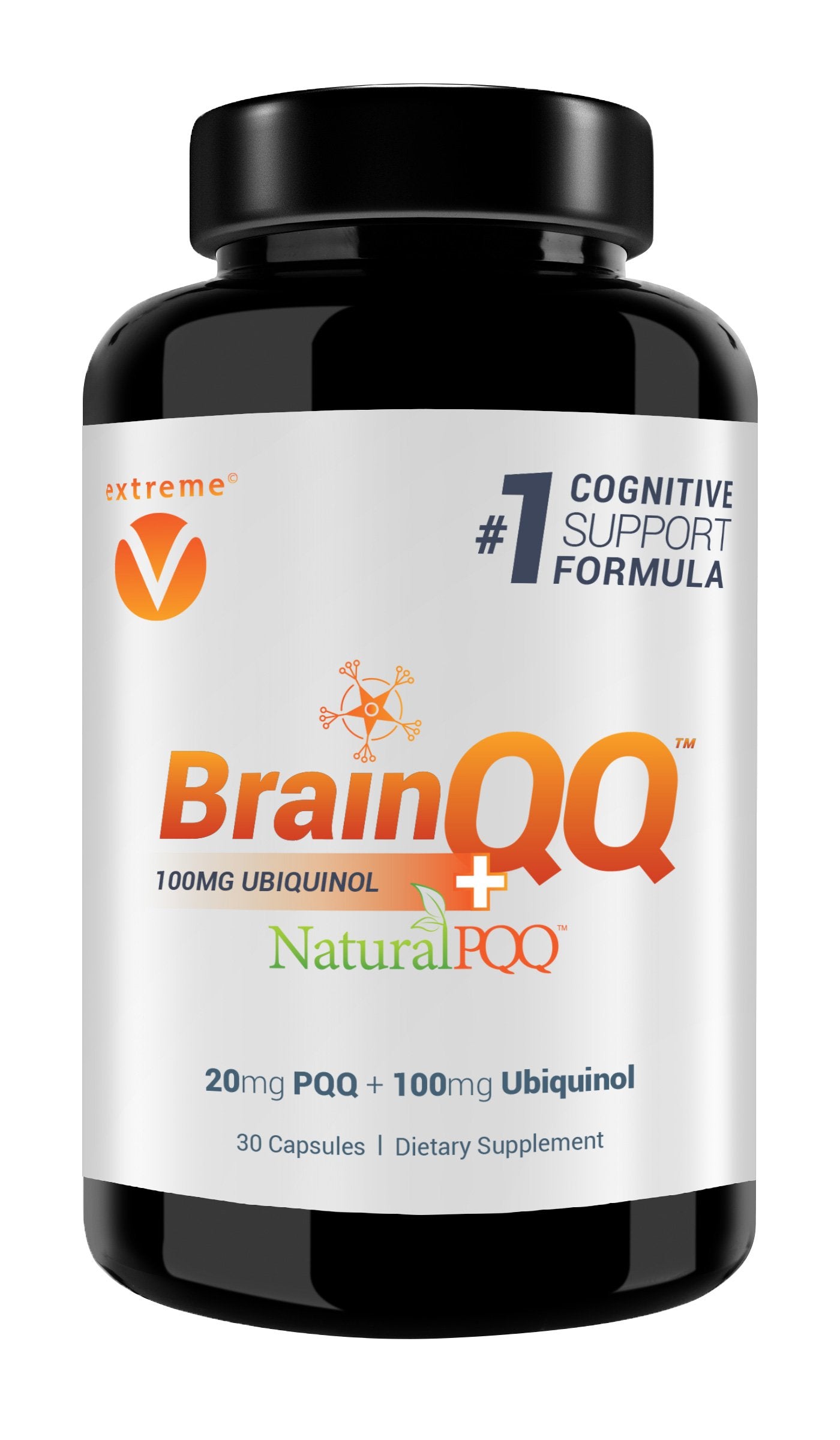 Extreme V, Inc. BrainQQ Get Smart! Enhanced High Absorption Nootropic Brain Formula with Ubiquinol (QH) 100mg + Natural PQQ 20mg 1 Softgel