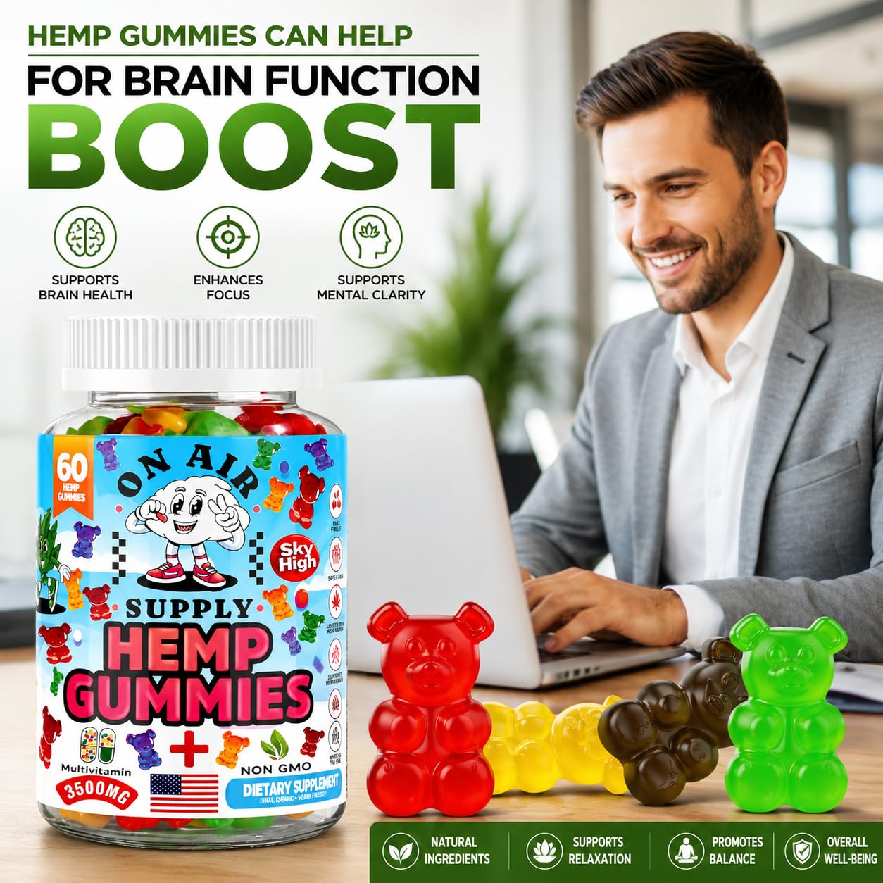 On Air Supply Hemp Gummies 3,500mg Gummy 120 Count