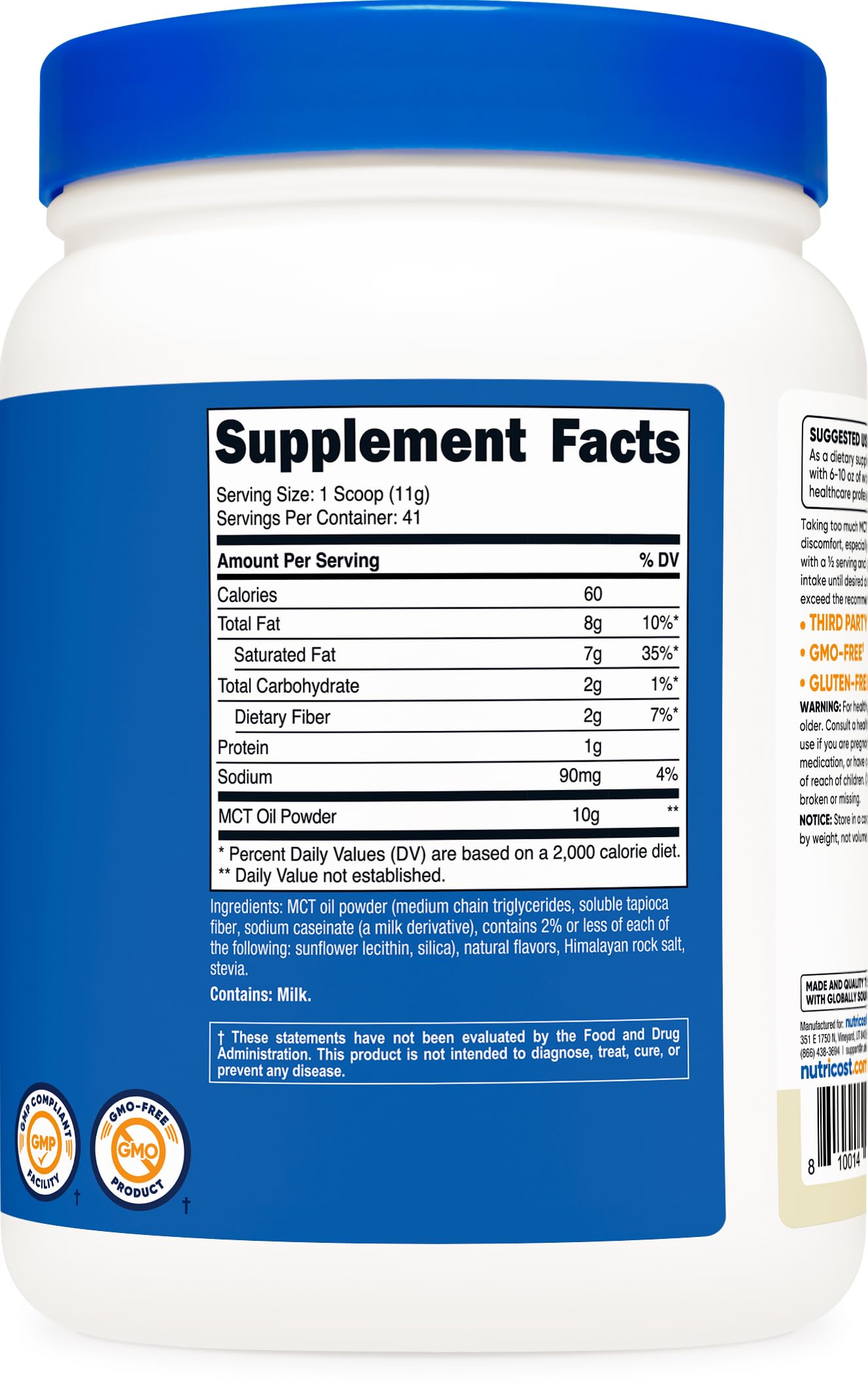 Nutricost Premium MCT Oil Powder (Vanilla) 16 oz