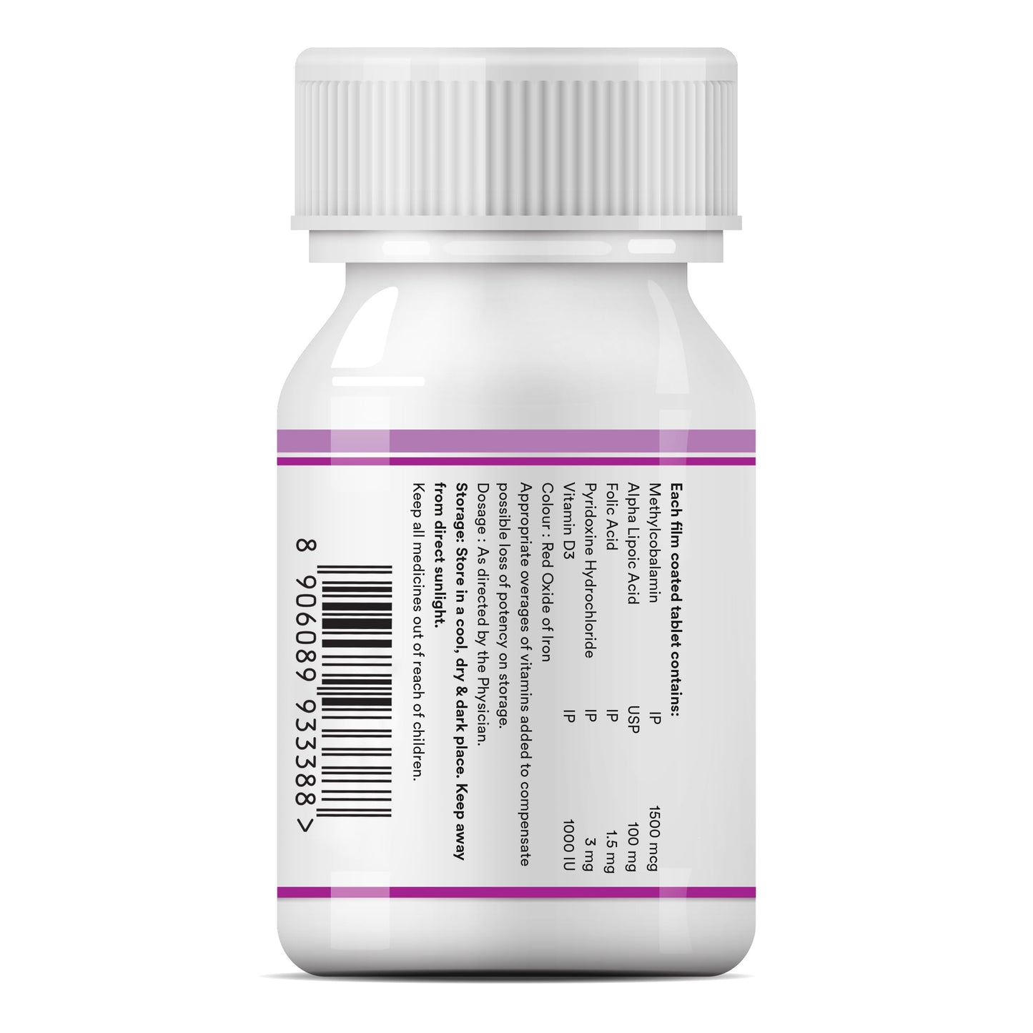 INLIFE Vitamin B12 (Methylcobalamin) 1500mcg Supplement with ALA (Alpha Lipoic Acid), Folic Acid, Vitamin D3 Tablet, 60 Tablets