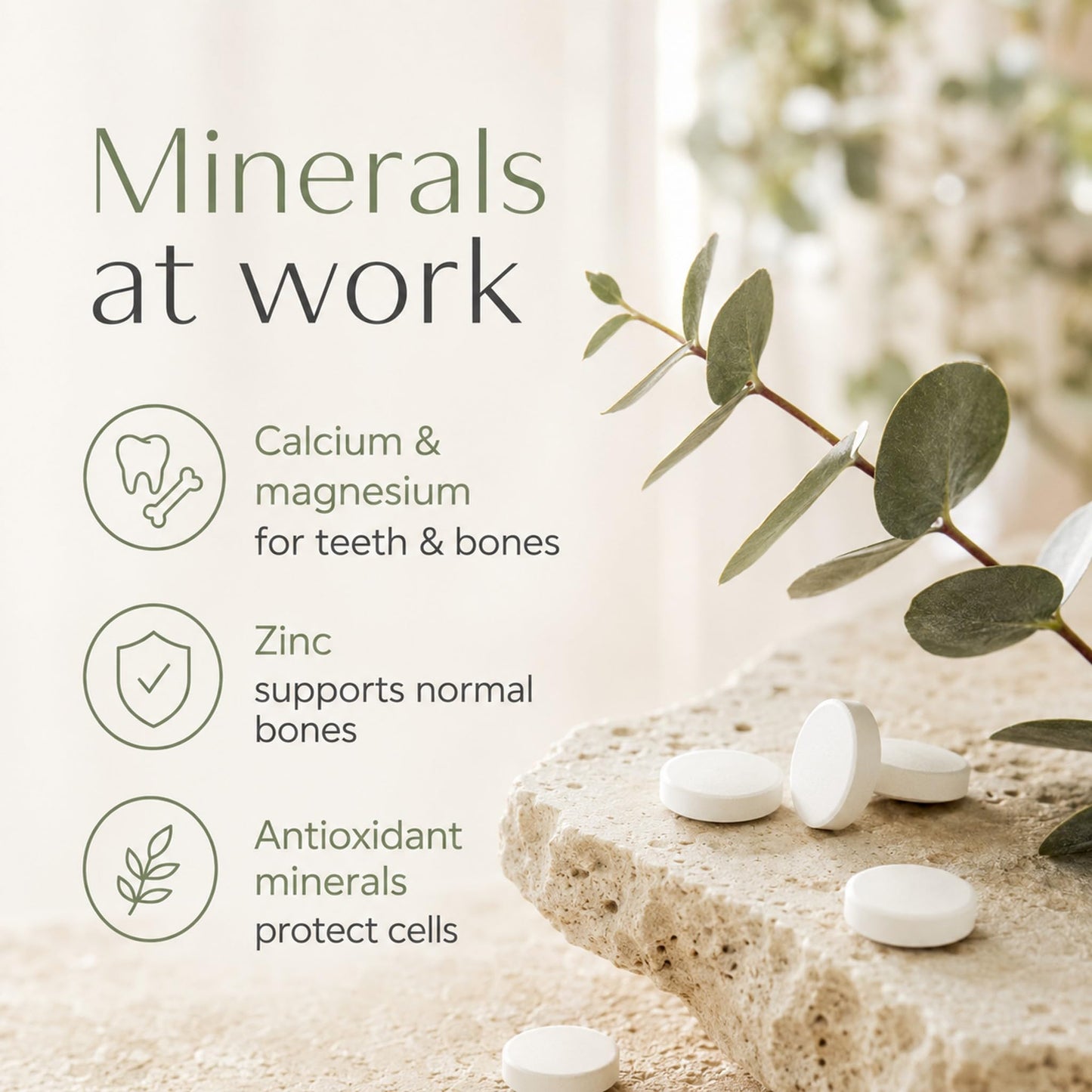 Dental Rituals Implant Care Mineral Complex for Normal Teeth & Bones Calcium Magnesium Zinc & Trace Minerals Tablets, 30 Count