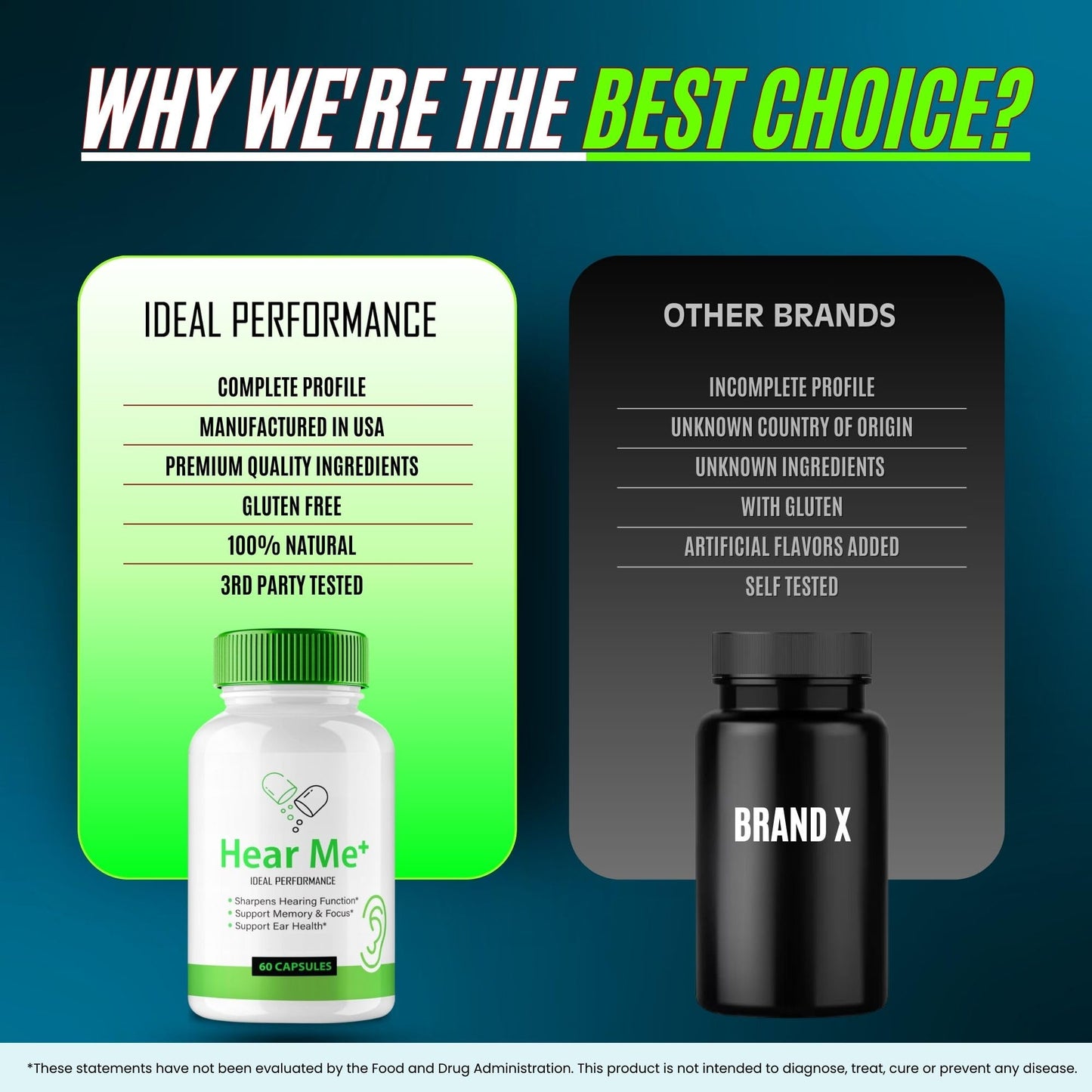 IDEAL PERFORMANCE Hear Me+ Tinnitus Relief for Ringing Ears, 60 Capsules