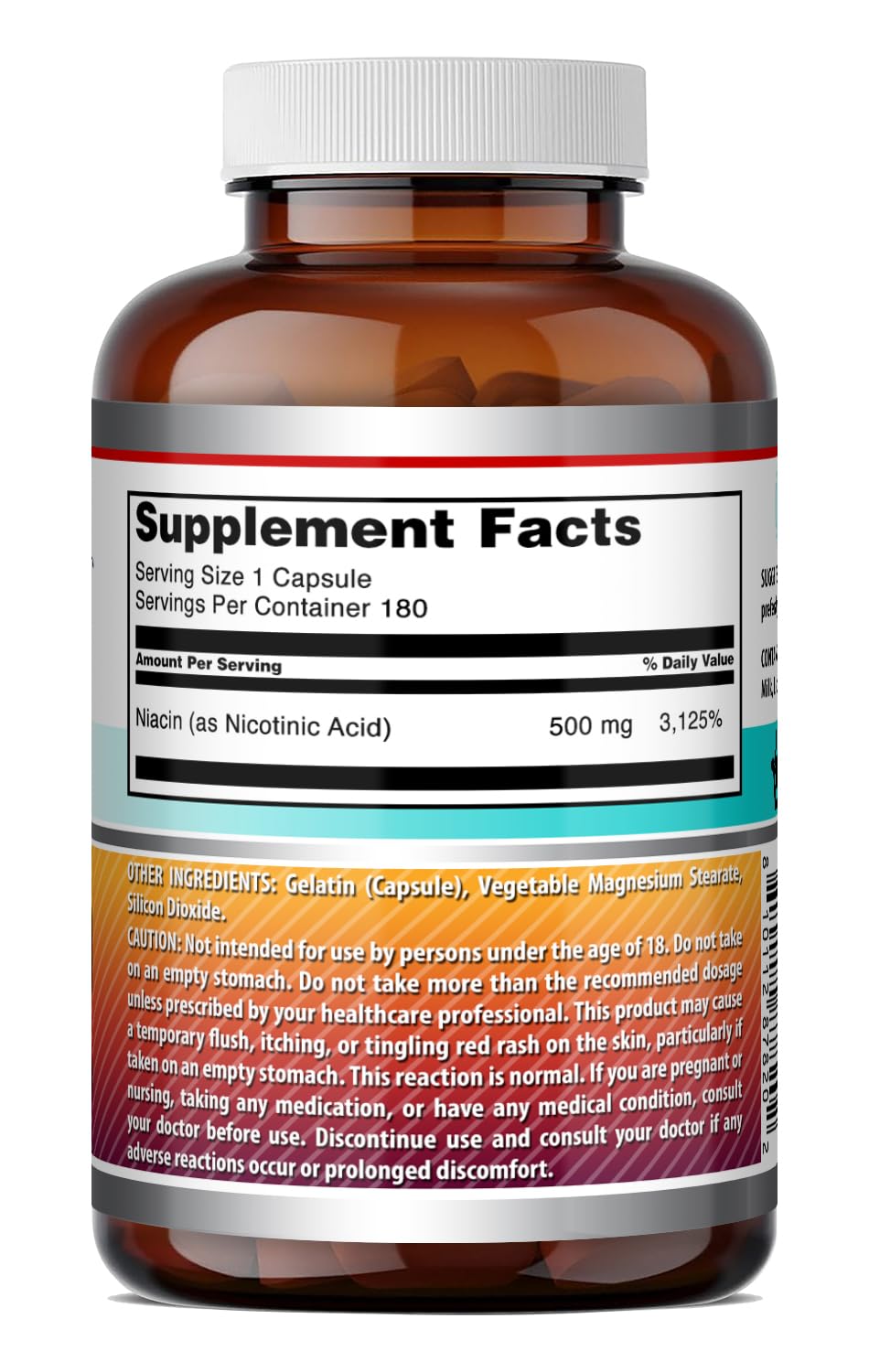 Amazing Nutrition Niacin Supplement Capsules, 180 Count