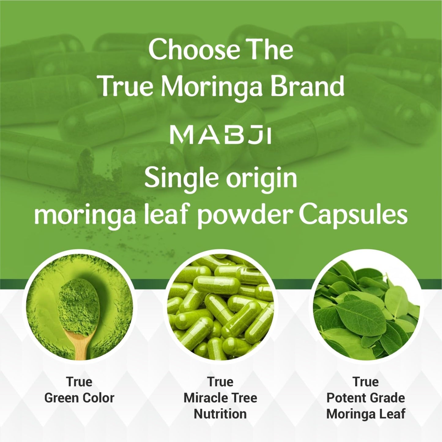 MABJI Pure Organic Moringa Capsules 40000 mg, 180 Capsules