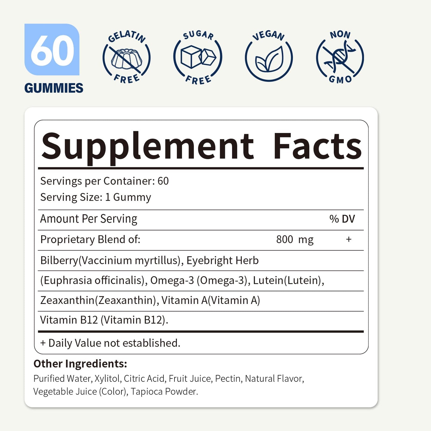 Herbscradle Bilberry Extract Gummies for Eye Health Support, 60 Count