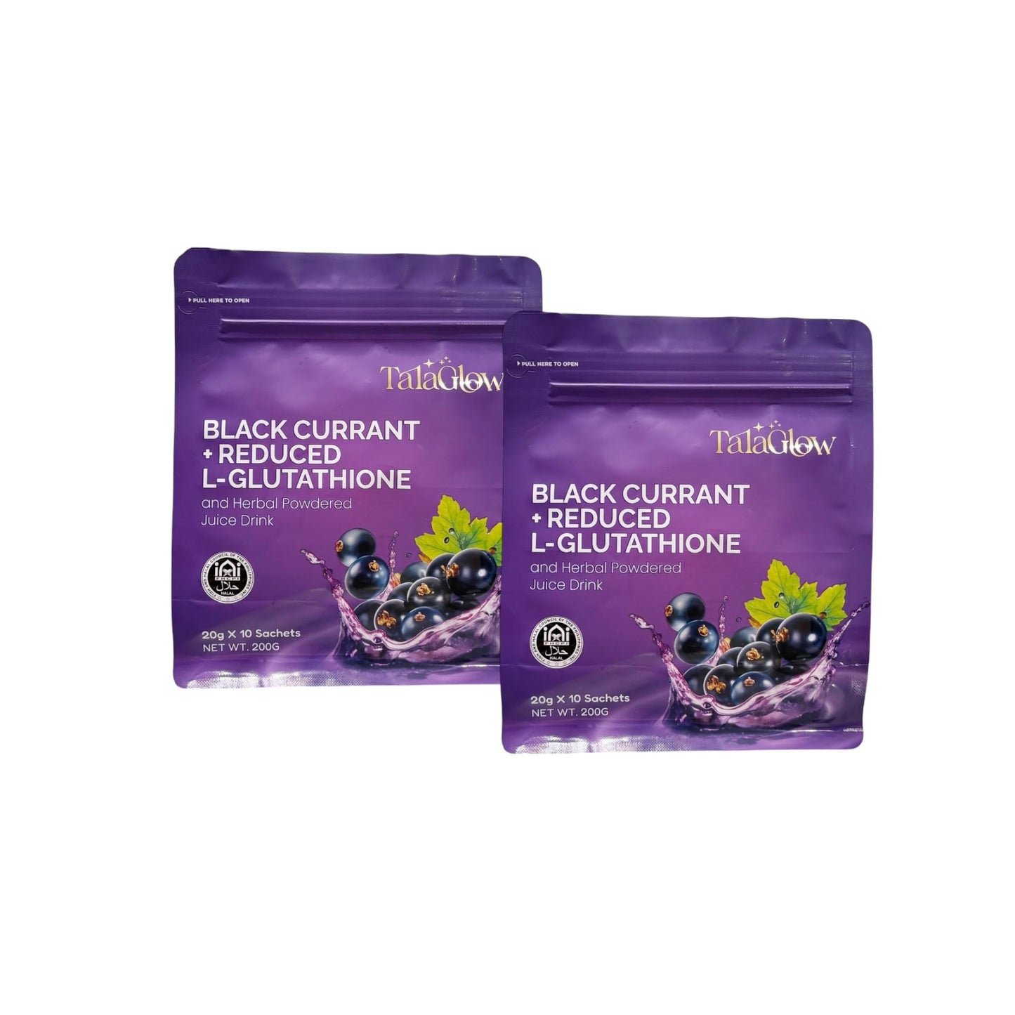 Tala Glow Black Currant + Reduced L-Glutathione and Herbal Juice Drink Powder, 7