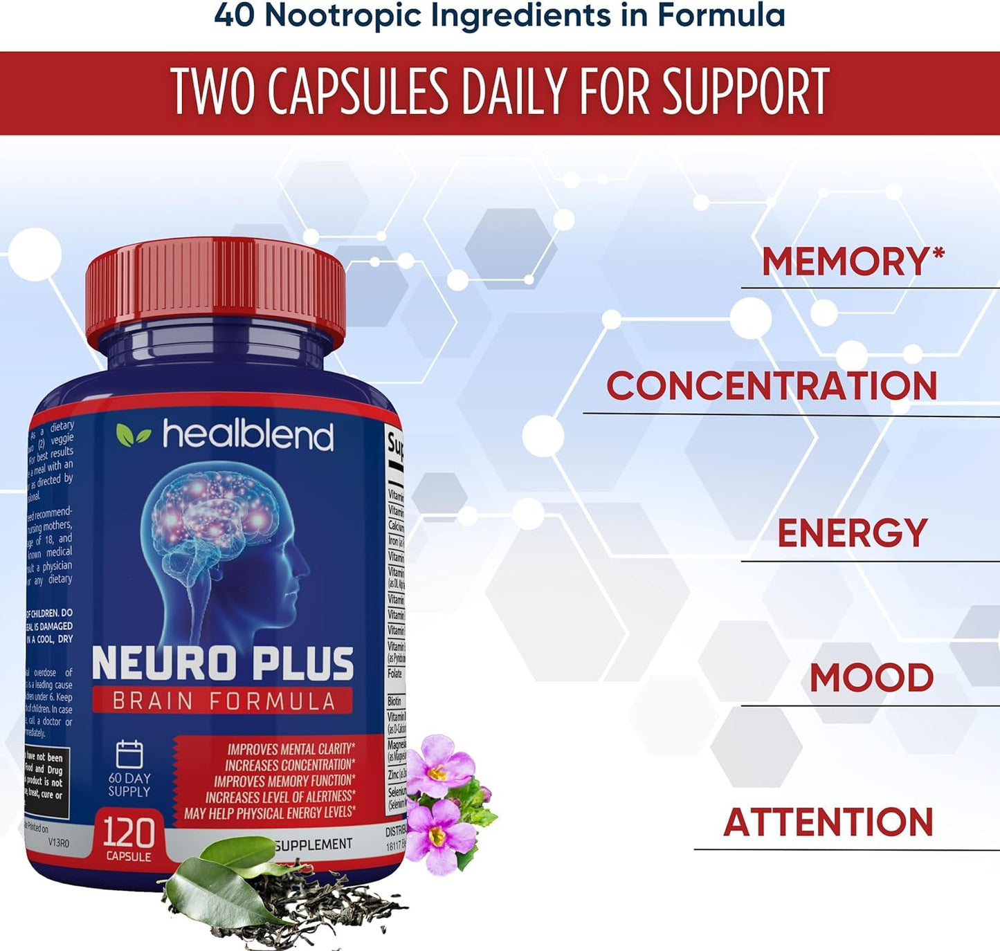 Healblend Neuro Plus Brain & Focus Formula, 120 Capsules