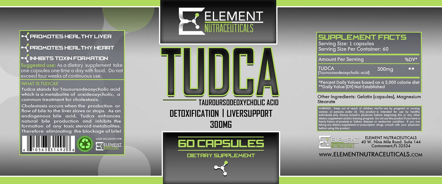 Element Nutraceuticals TUDCA 300mg Capsules, 60 Count