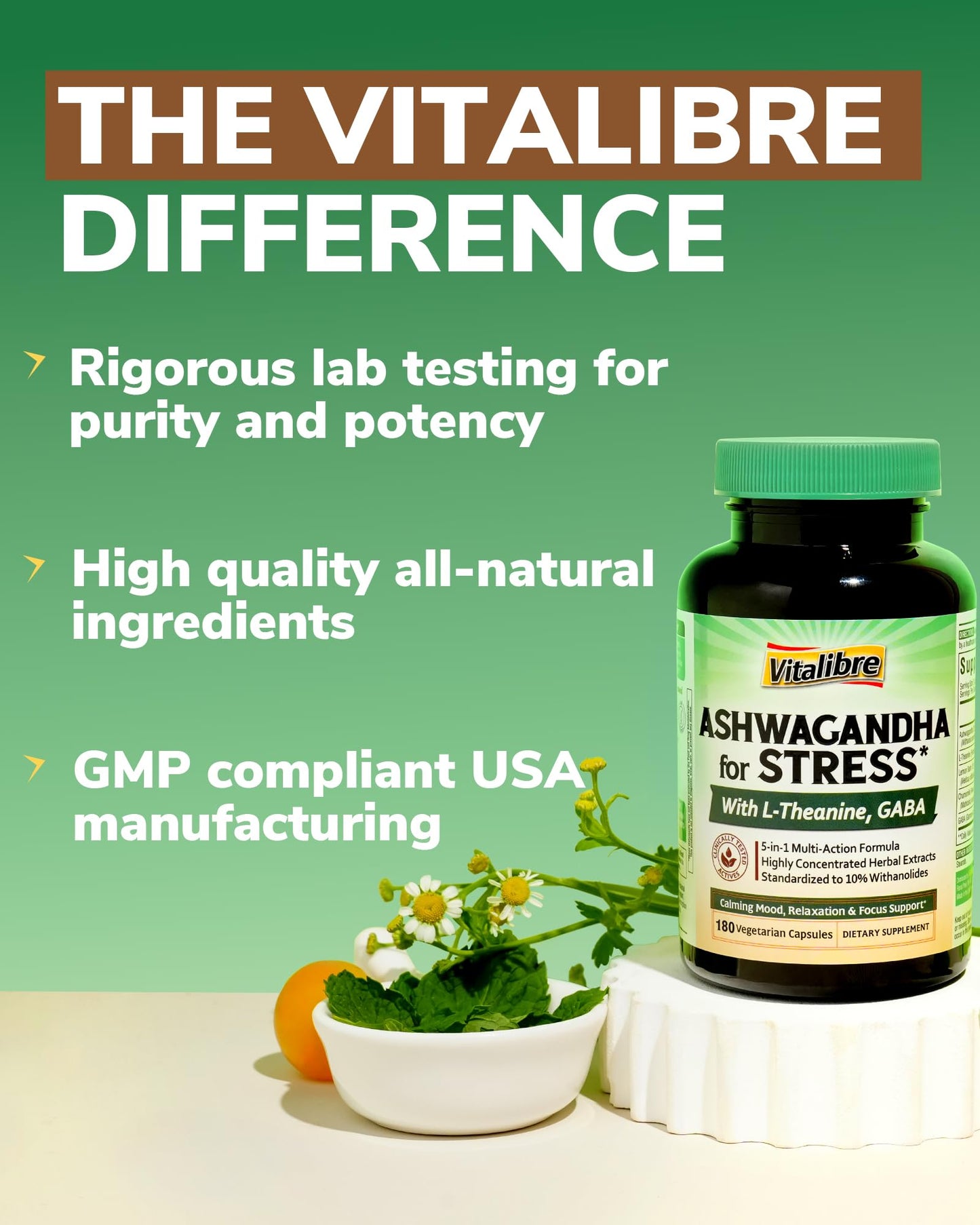 Vitalibre Ashwagandha Supplement Capsule, 90 Count