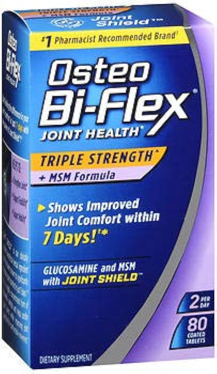 Osteo Bi-Flex Joint Health Triple Strength + MSM Formula Joint Shield + Glucosamine, 80 Tablets