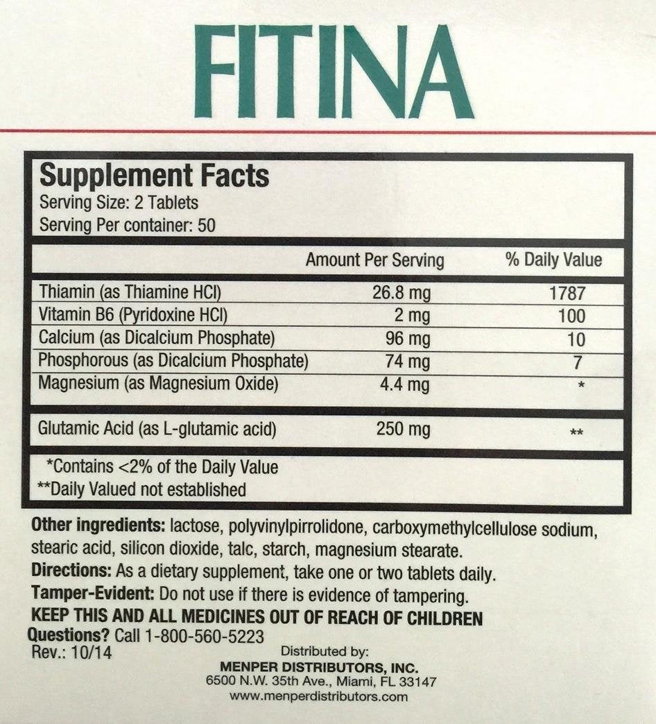 Fitina Memory Support Supplement 100 Tablets