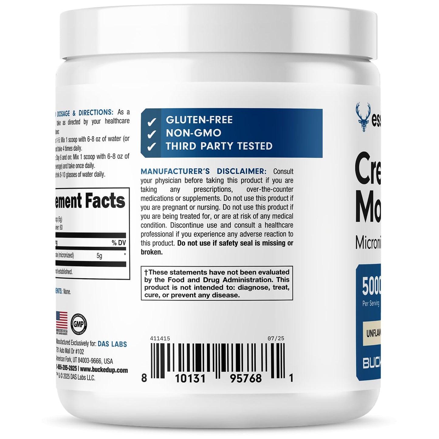 Bucked Up Pure Micronized Creatine Monohydrate Powder 300 g