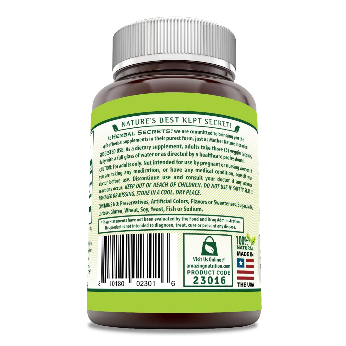 Herbal Secrets Konjac Root Supplement Veggie Capsules 180 Count
