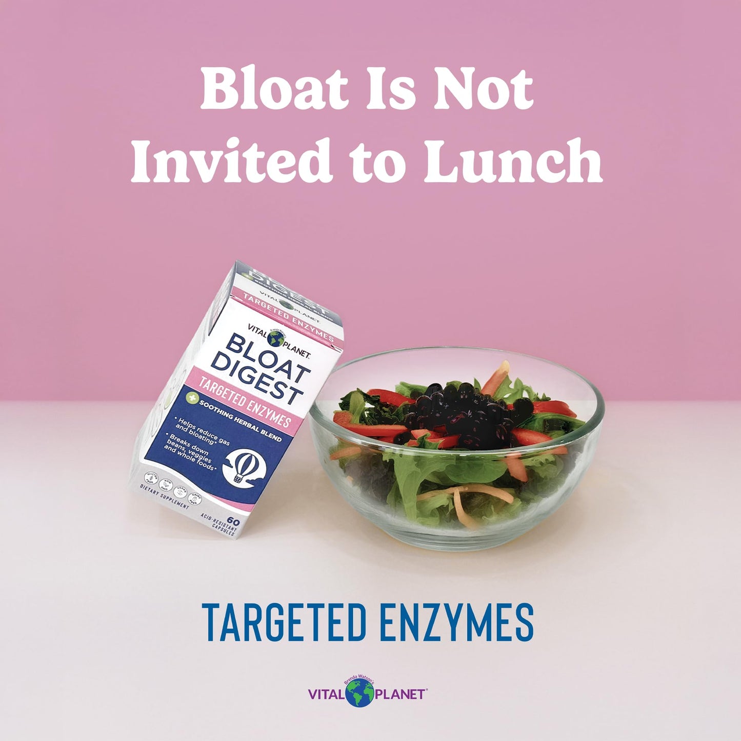 Vital Planet Digestive Enzymes Bloat Digest Complete Support Natural Enzyme Formula 60 Capsules