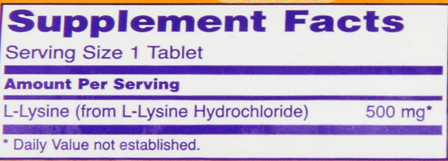 NOW Foods Lysine 500 mg Tablet, 200 Count