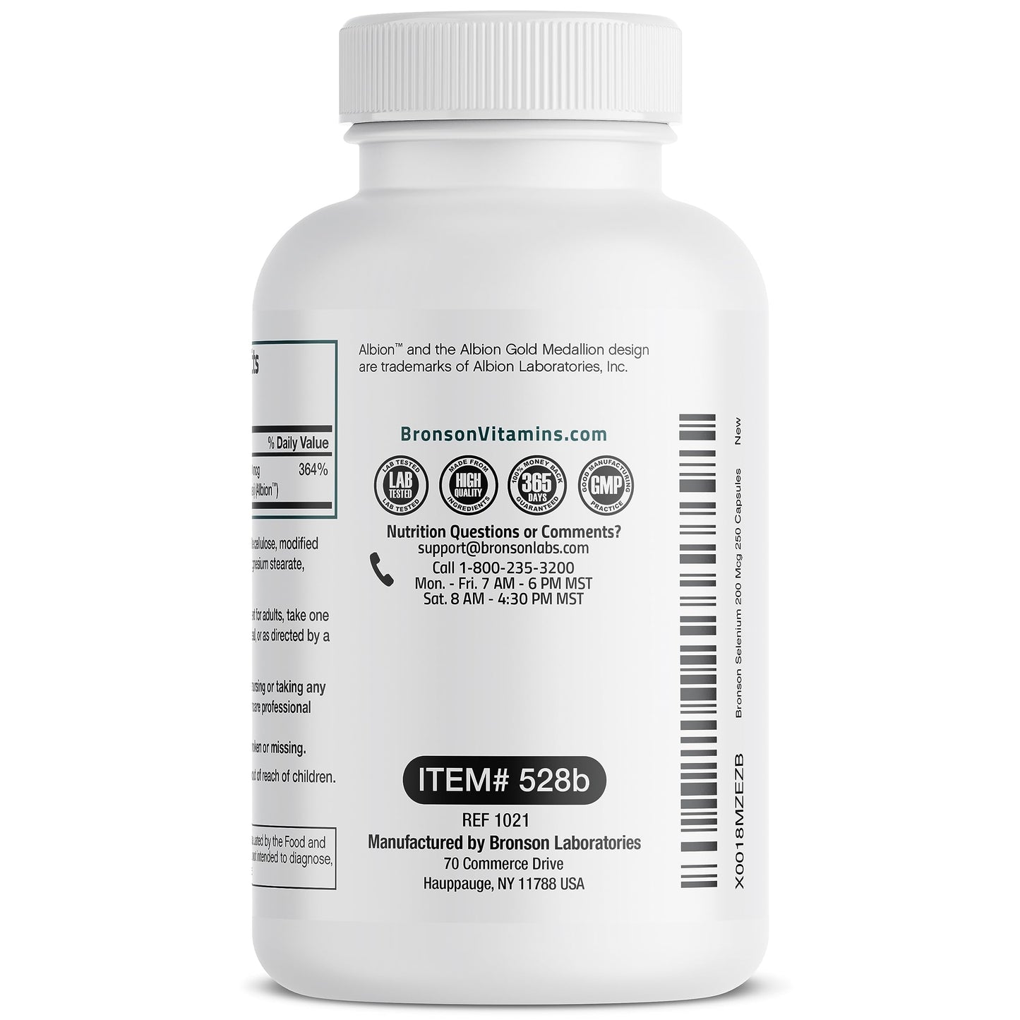 Bronson Selenium 200 mcg Yeast Free Chelated Amino Acid Complex Capsules, 250