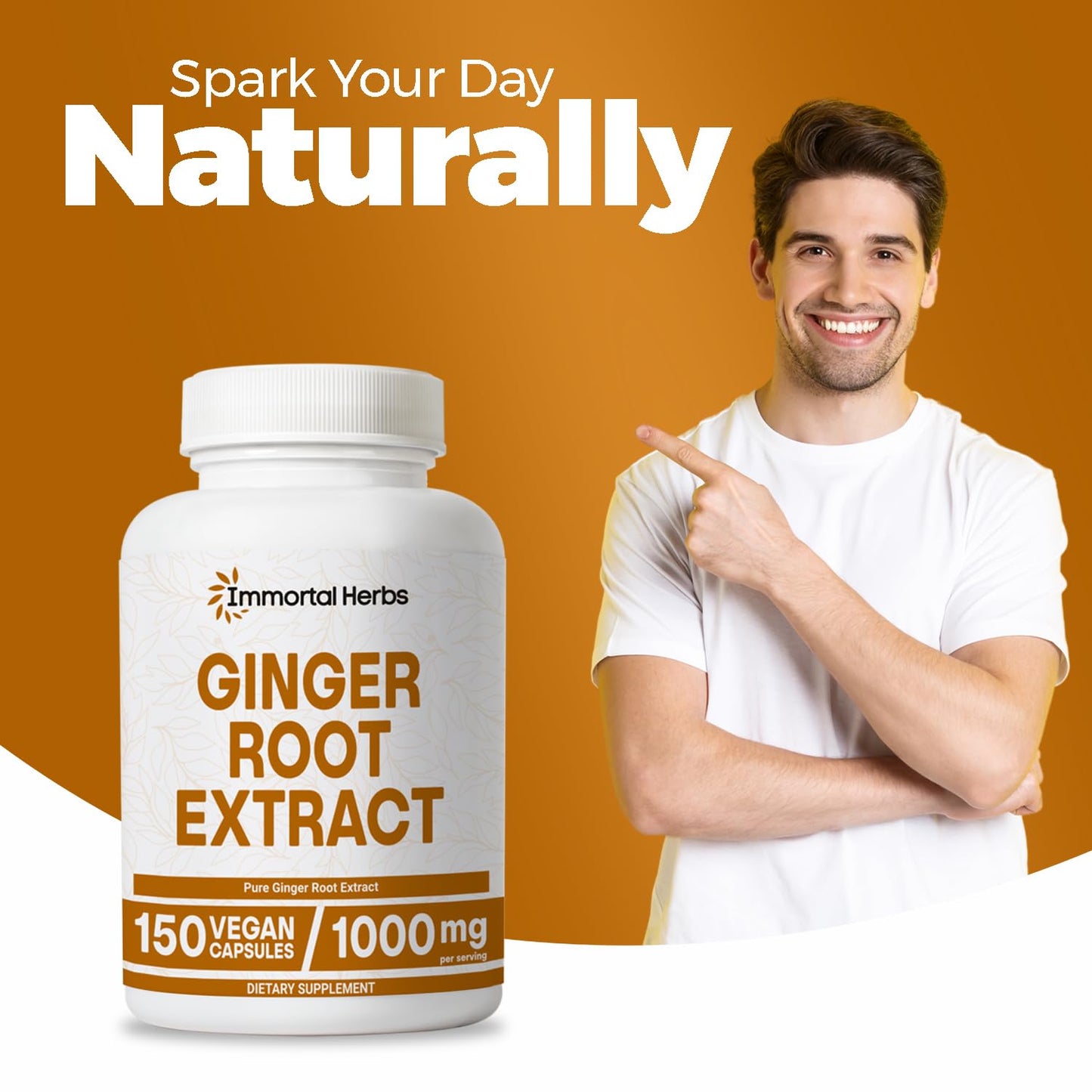 Immortal Herbs Ginger Root Capsule 150 Count