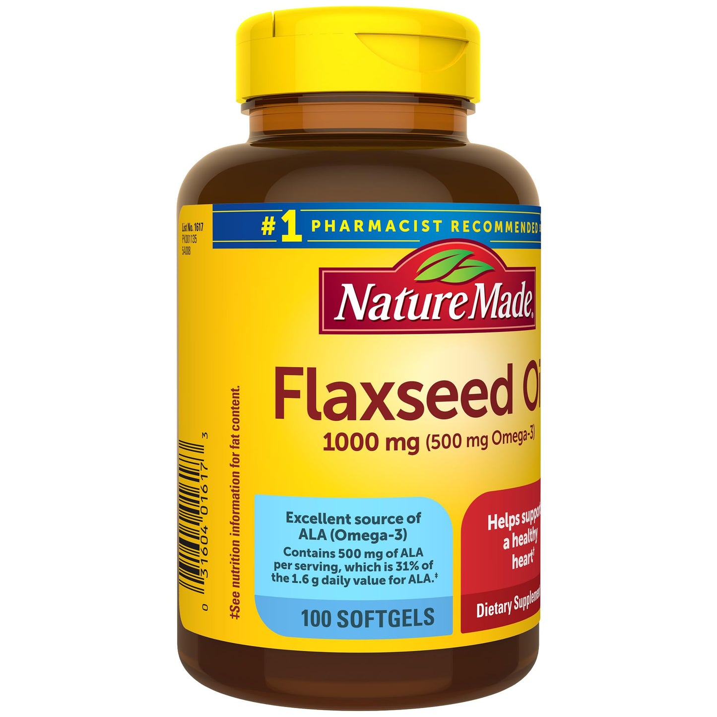 Nature Made Flaxseed Oil 1000 mg Softgel, 100 Count