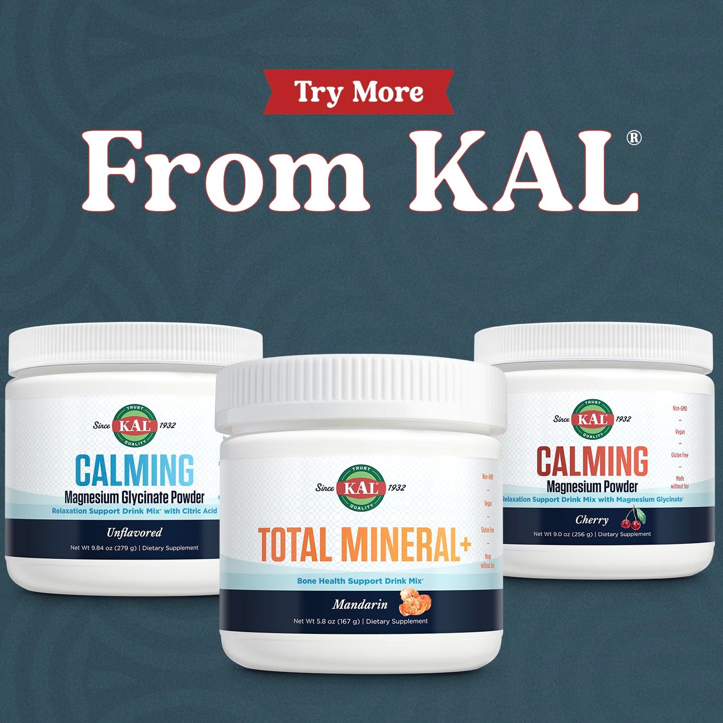 KAL Total Mineral+ Powder - Total Complex, Magnesium Glycinate, Zinc, Calcium and More - Bone Health & Whole Body Support, 30 Servings