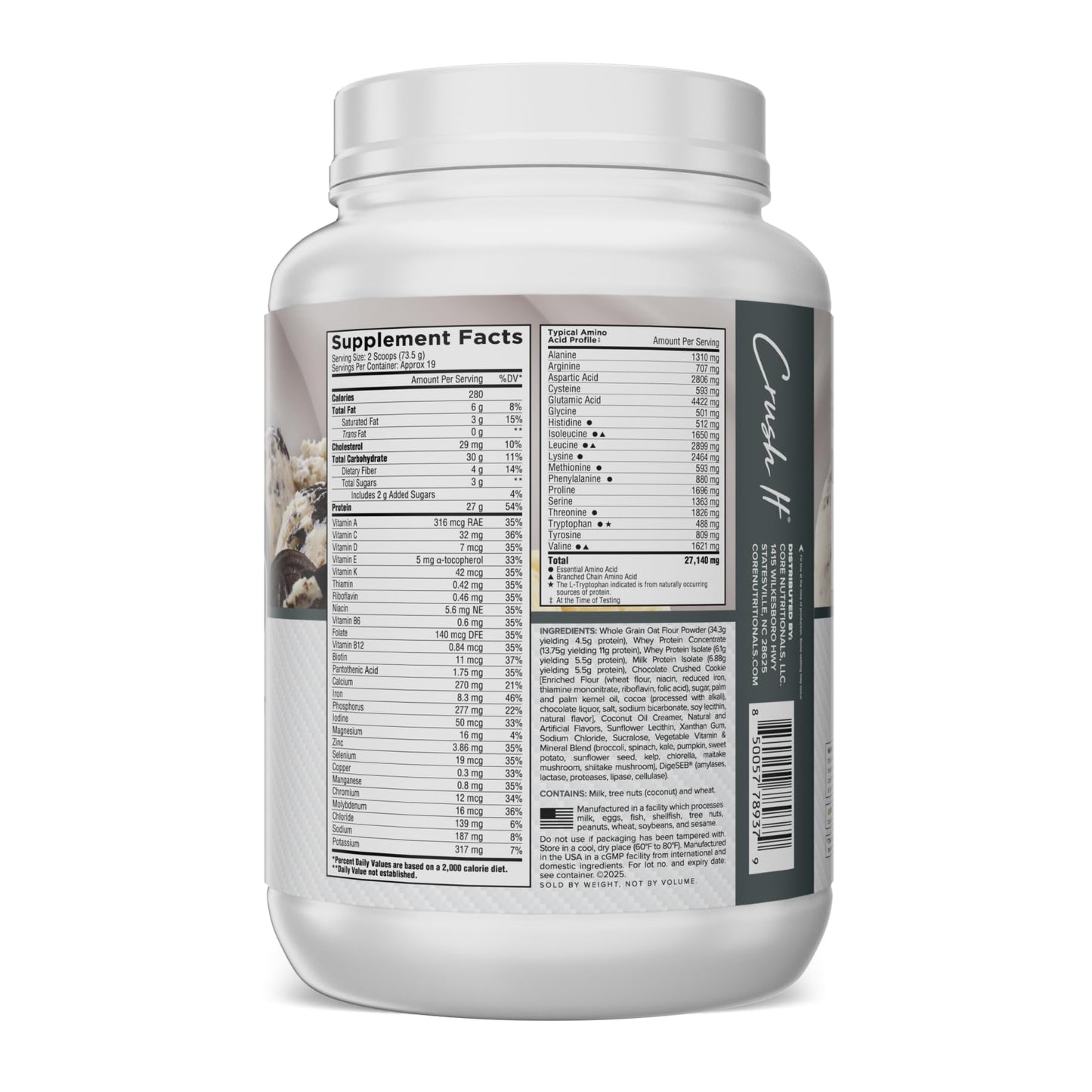 Core Nutritionals MRP Meal Replacement Cookies N' Cream Powder, 3 lb, 48 Servings