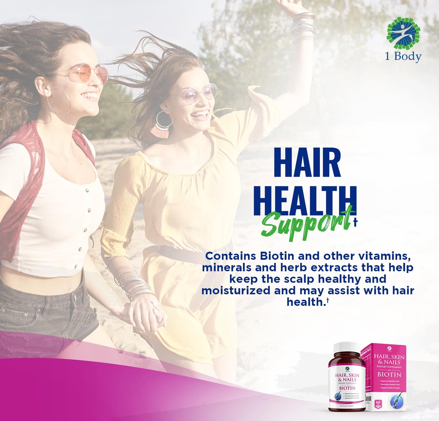 1 Body Hair Skin Nails Vitamin Complex with Biotin, 180 Capsules