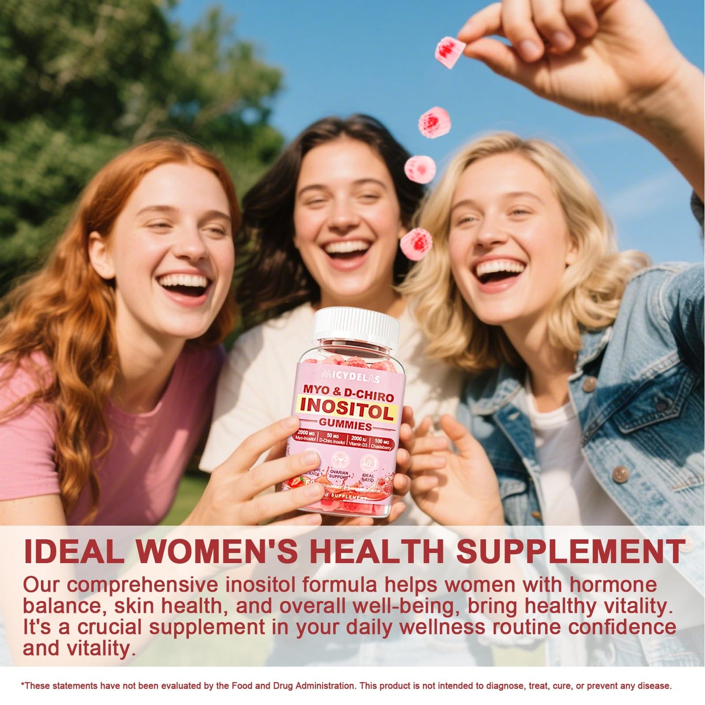 MICYDELAS Myo-Inositol & D-Chiro Inositol Gummies, 60 Gummies
