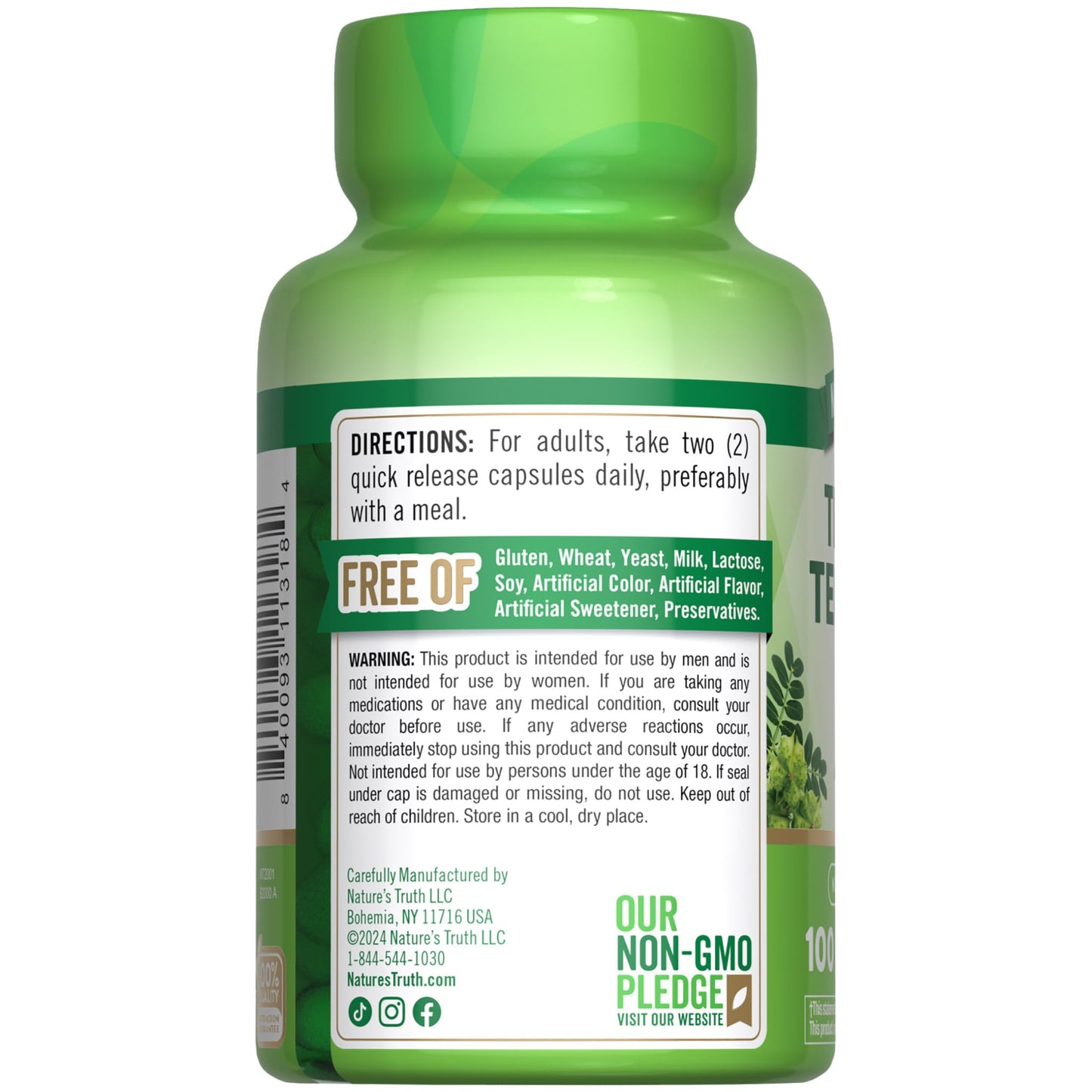 Nature's Truth Tribulus Standardized Extract, Minimum 45% Saponins, 1000 mg, 100 Capsules