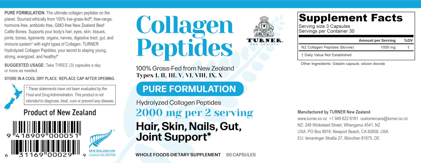 TURNER Collagen Peptides Capsules, 90 Capsules