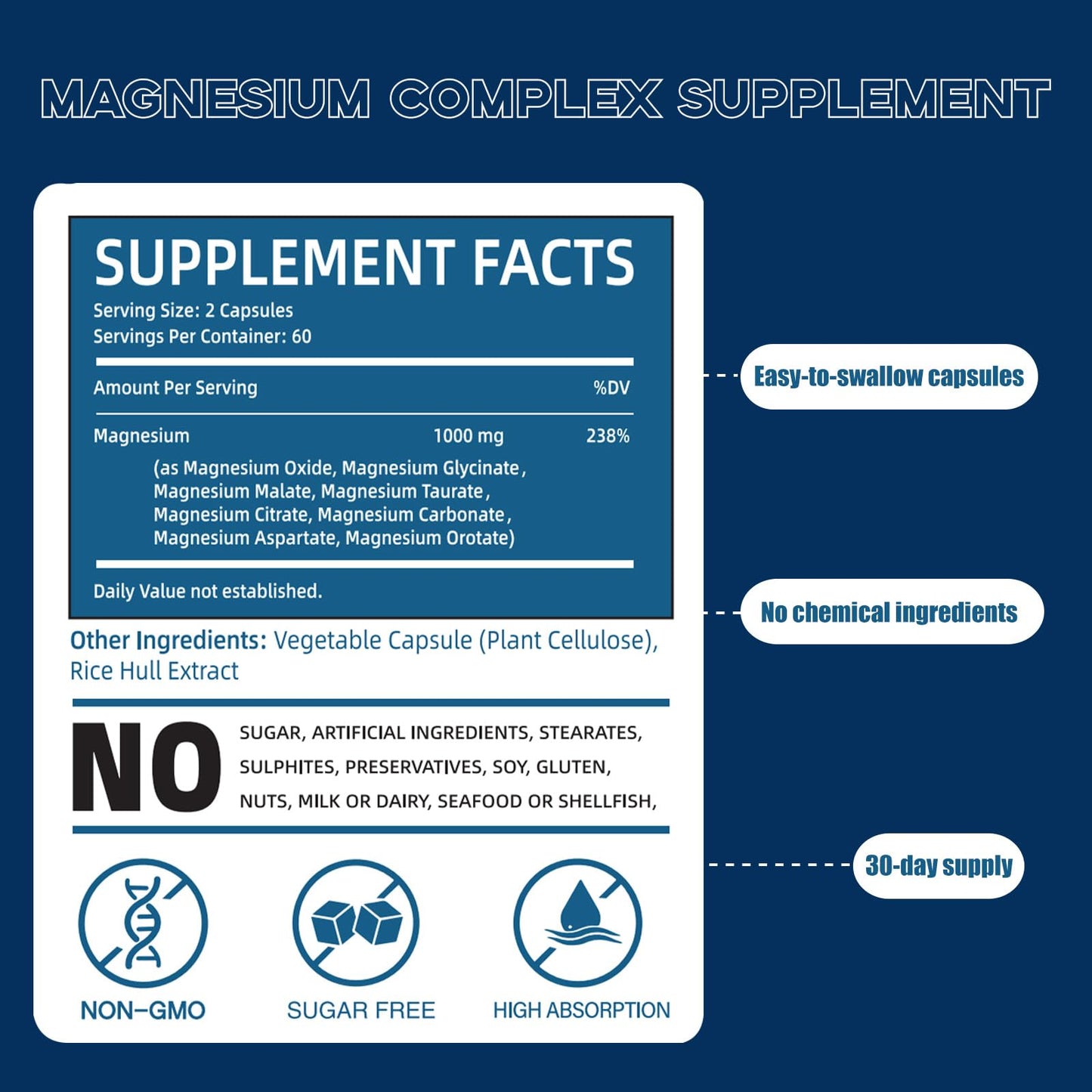 Generic Magnesium Complex Supplement Capsules, 120 Count