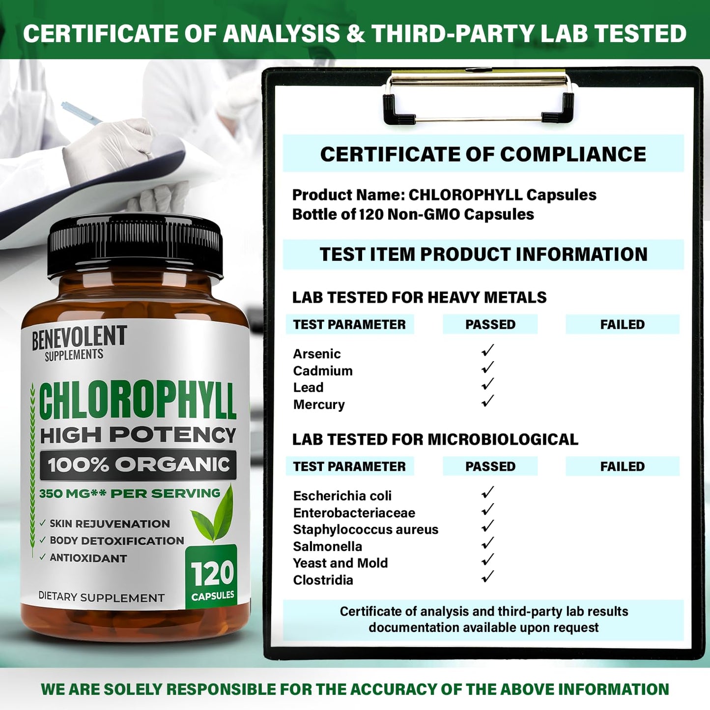 Benevolent Nourishment Chlorophyll Supplement 120 Capsules